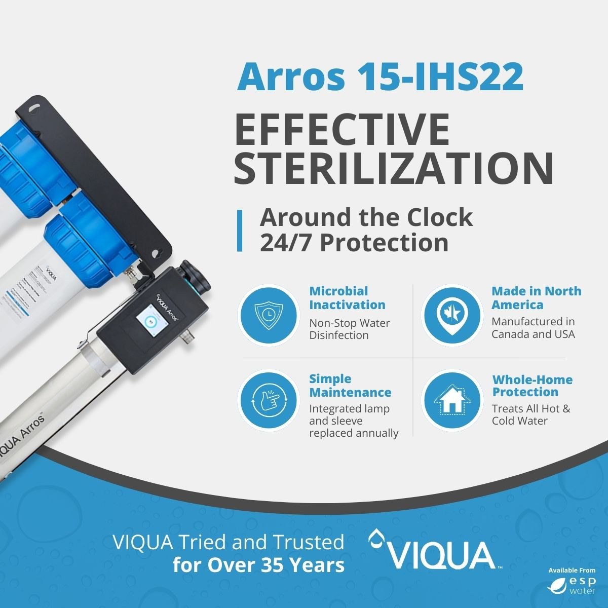 VIQUA Arros 15 - IHS22 Integrated 15 GPM UV System Arros 15-IHS22 - ESP Water