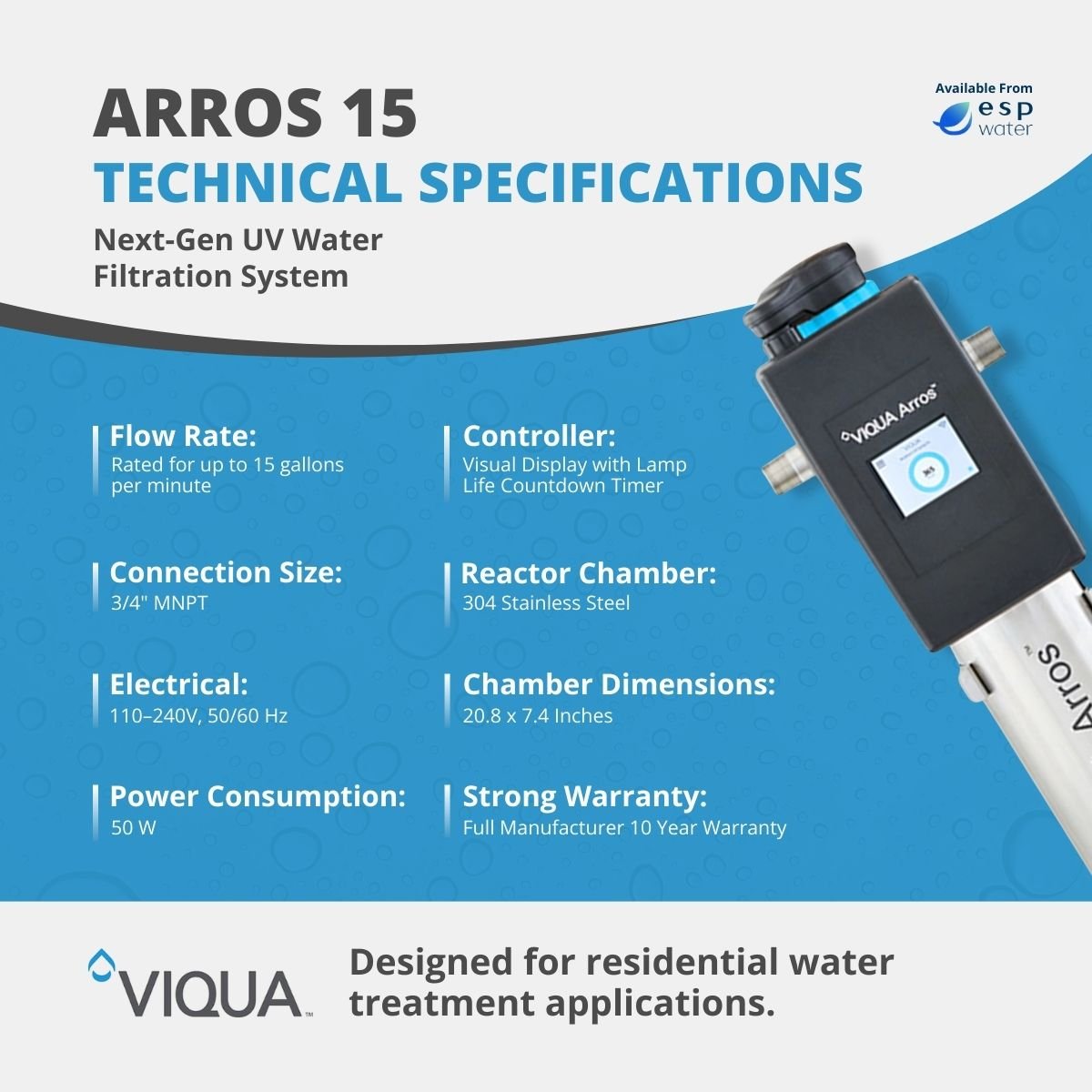 VIQUA Arros 15 UV System 15 GPM Arros 15 - ESP Water