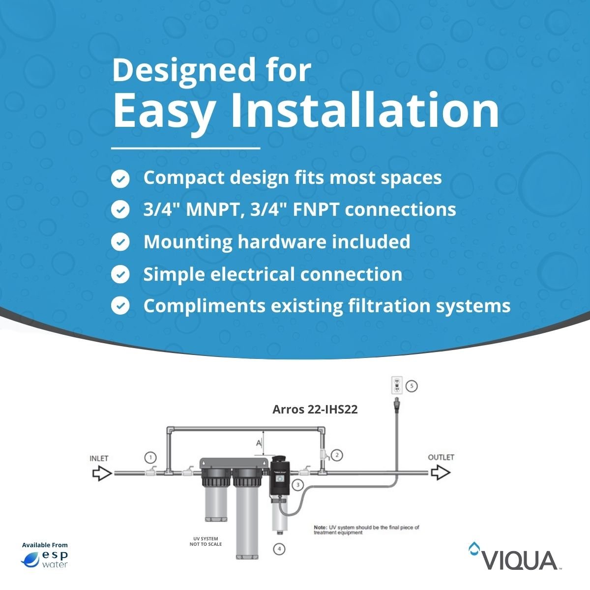 VIQUA Arros 22 - IHS22 Integrated 22 GPM UV System Arros 22-IHS22 - ESP Water