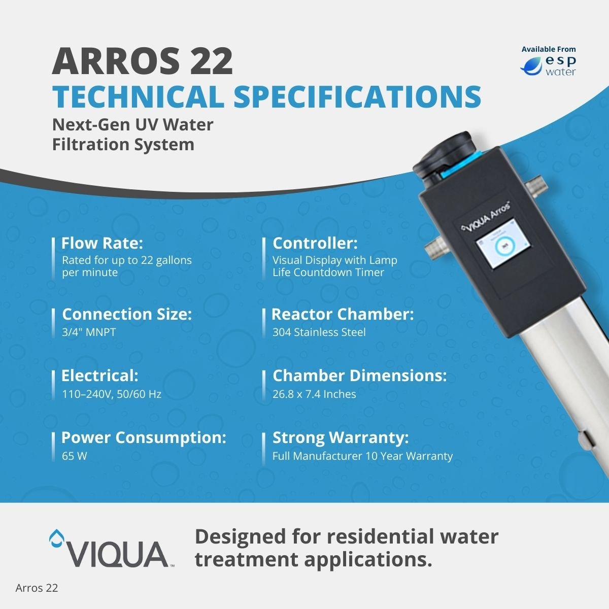 VIQUA Arros 22 UV System 22 GPM Arros 22 - ESP Water