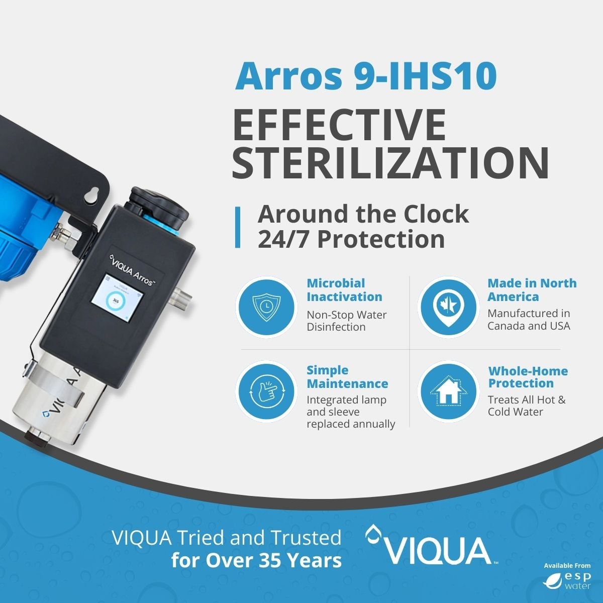 VIQUA Arros 9 - IHS10 UV System 9 GPM with Sediment Filter Arros 9-IHS10 - ESP Water