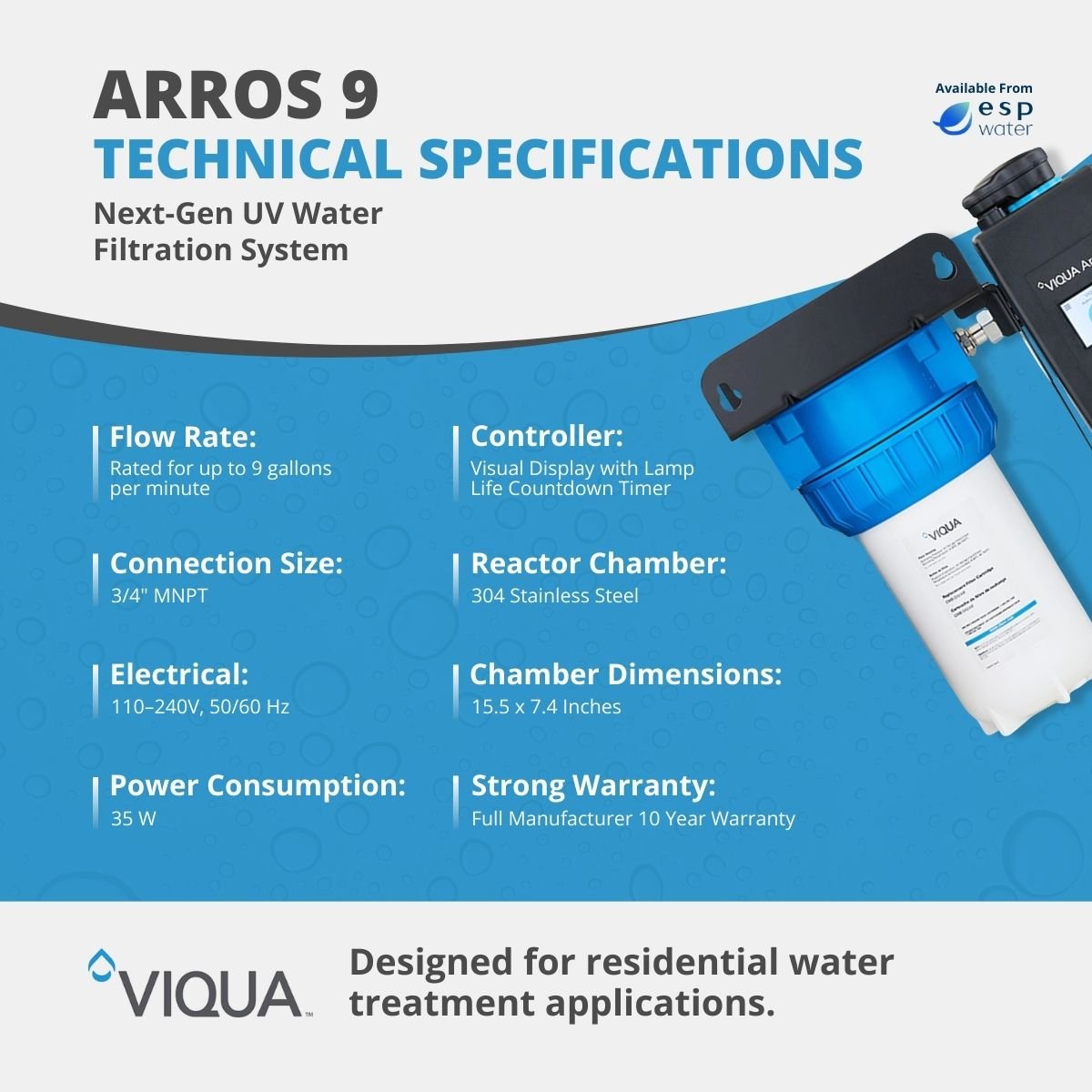 VIQUA Arros 9 UV System 9 GPM Arros 9 - ESP Water