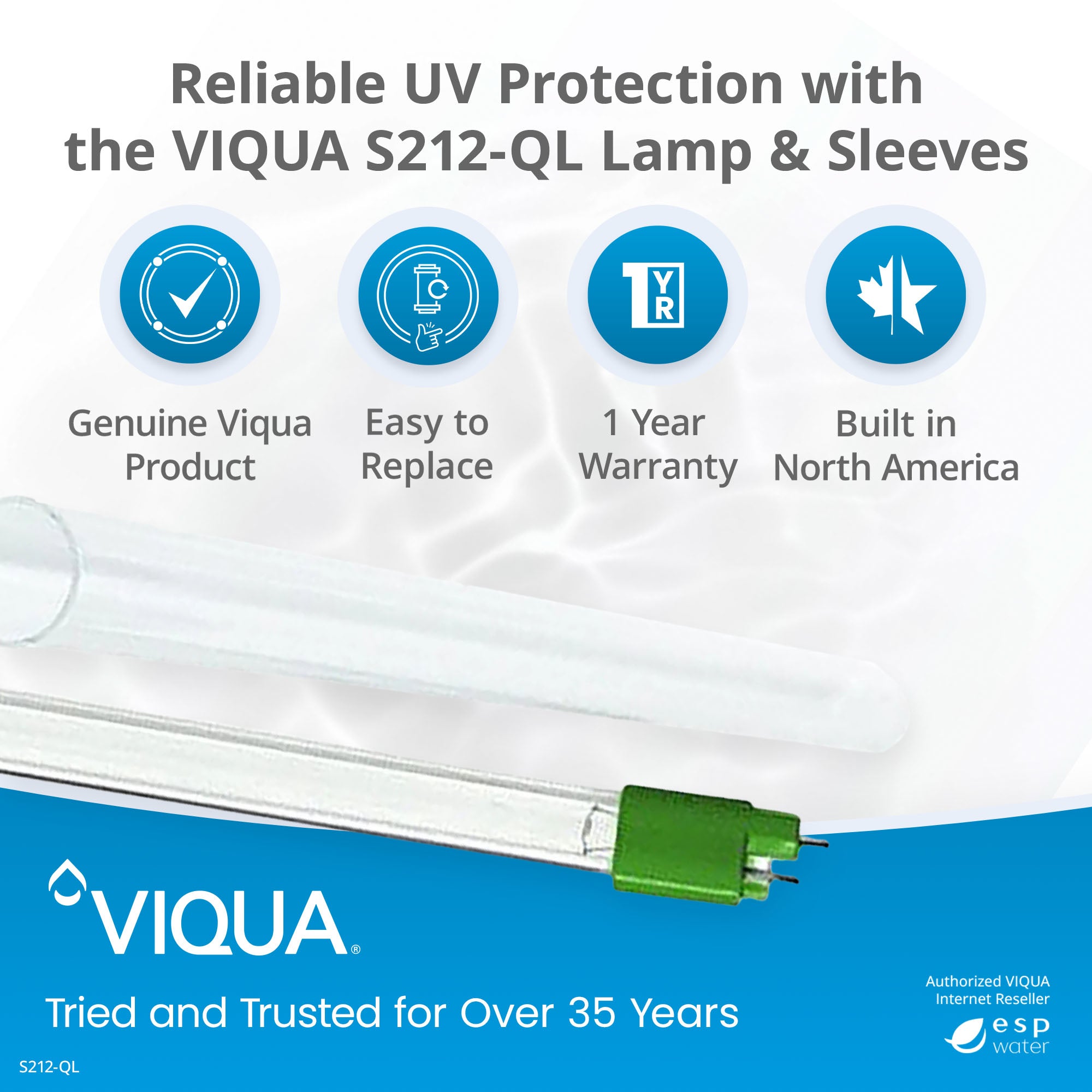 VIQUA S212-QL UV Lamp and Sleeve Kit for VT1 & SQ-PA - ESP Water 