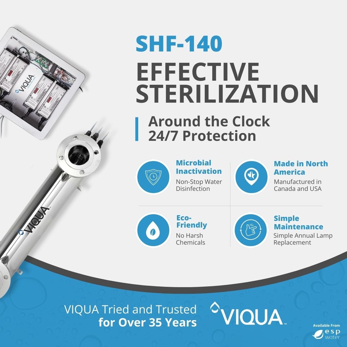 VIQUA SHF - 140 UV System 170 GPM 3" Flange SHF-140 - ESP Water