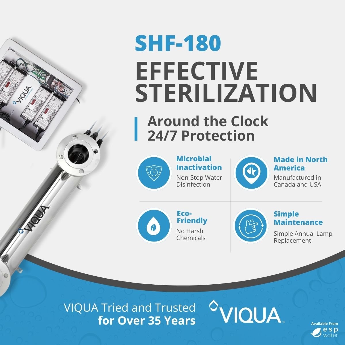 VIQUA SHF - 180 UV System 210 GPM 3" Flange SHF-180 - ESP Water