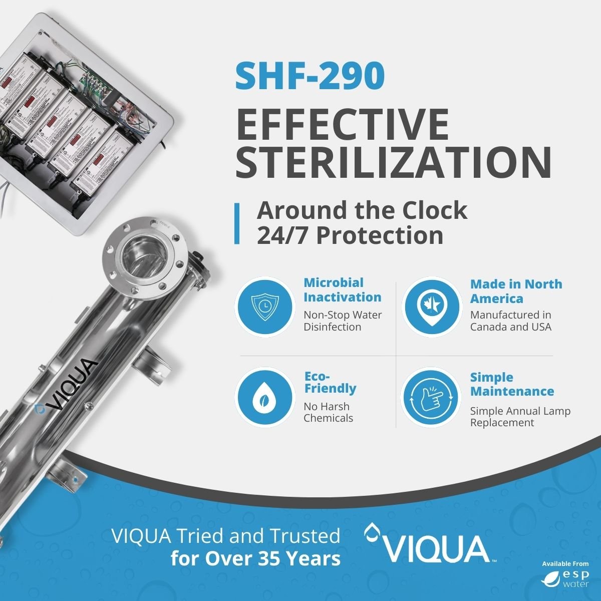 VIQUA SHF - 290 UV System 290 GPM 4" Flange SHF-290 - ESP Water