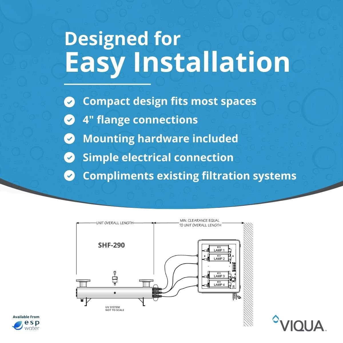 VIQUA SHF - 290 UV System 290 GPM 4" Flange SHF-290 - ESP Water