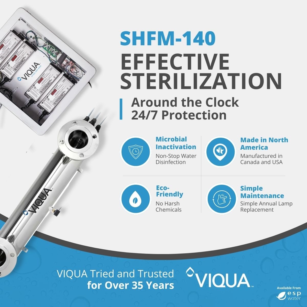 VIQUA SHFM - 140 UV System with Sensor 170 GPM 3" Flange SHFM-140 - ESP Water