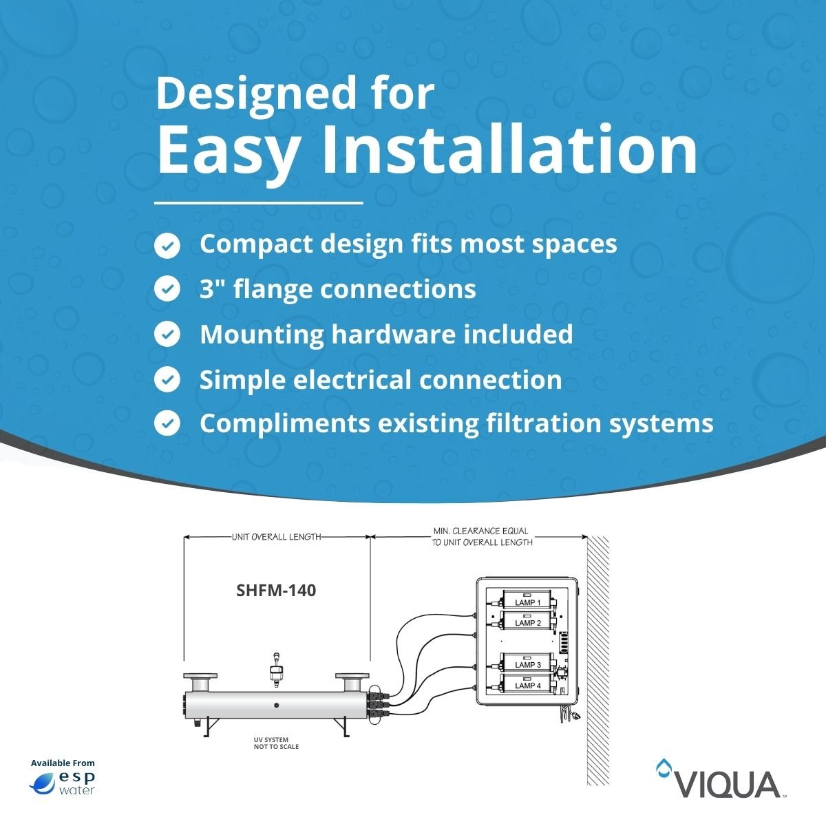 VIQUA SHFM - 140 UV System with Sensor 170 GPM 3" Flange SHFM-140 - ESP Water