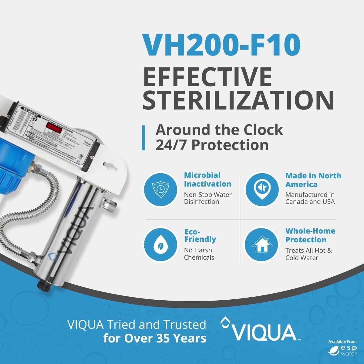 VIQUA VH200 - F10 UV System with Sediment Filter 9 GPM 1" MNPT VH200-F10 - ESP Water