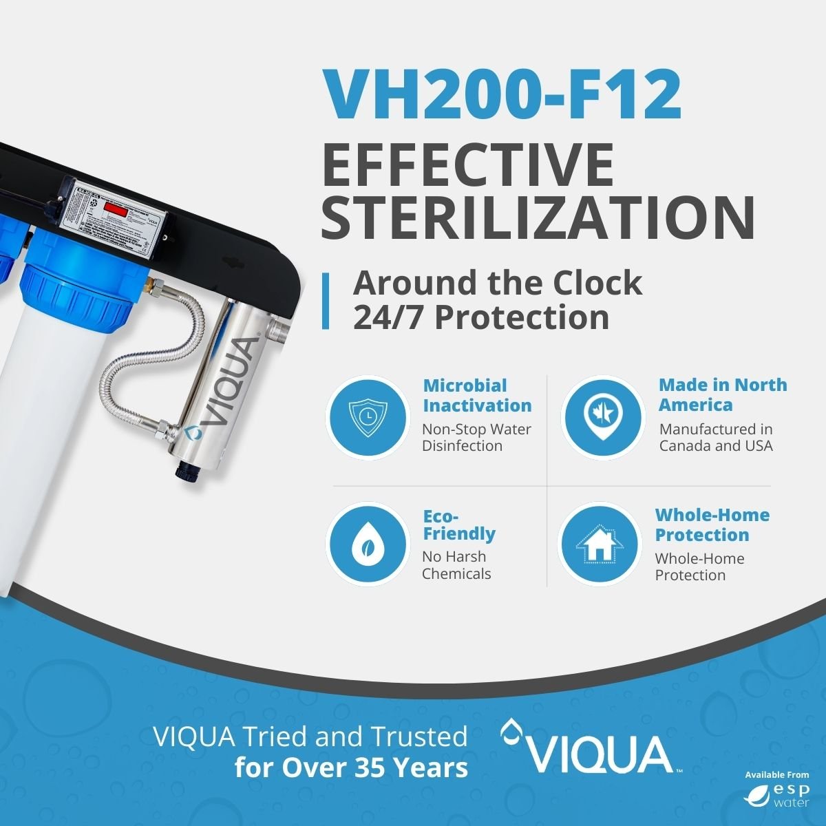 VIQUA VH200 - F12 UV System with Sediment and Carbon Filter 9 GPM 1" MNPT VH200-F12 - ESP Water