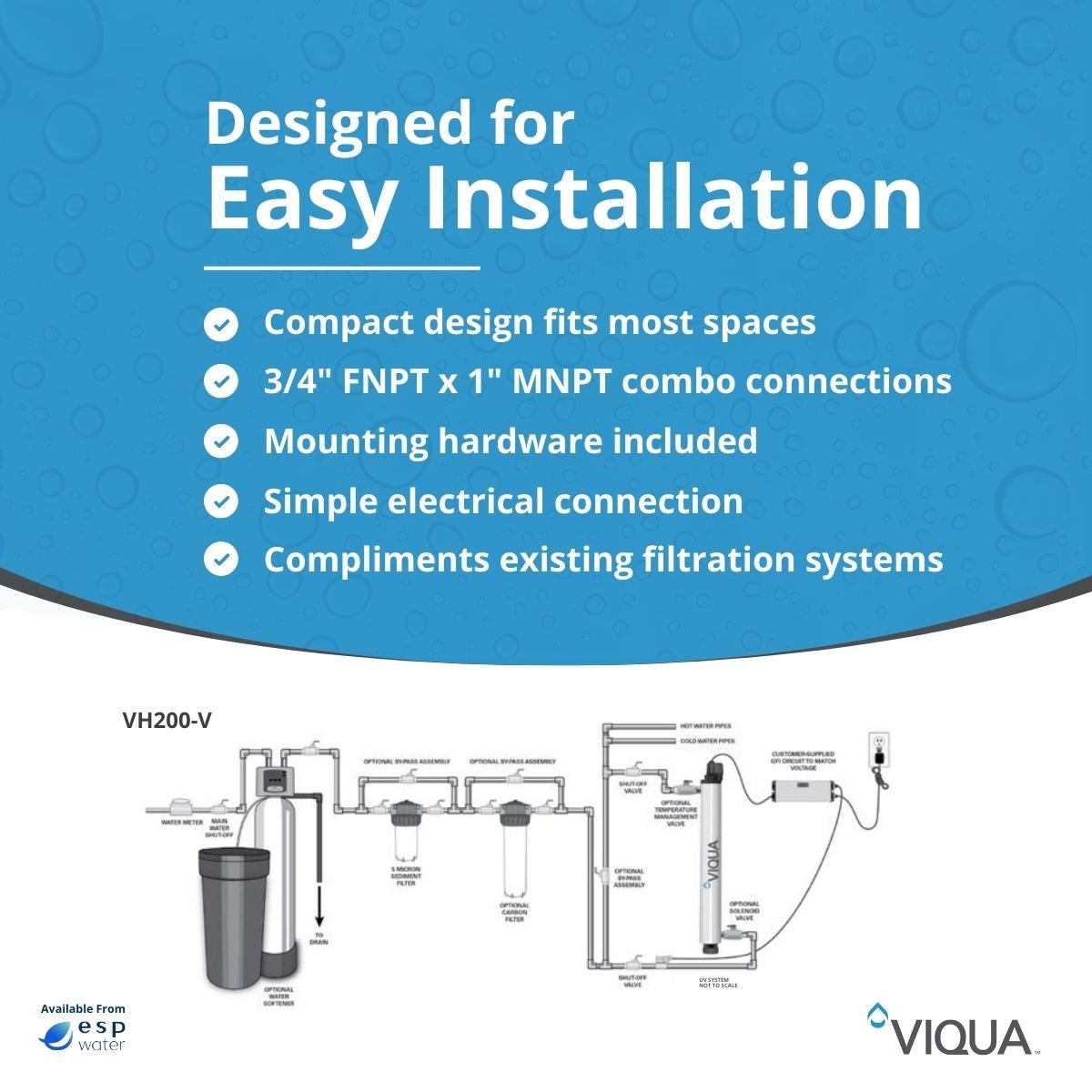 VIQUA VH200 - V UV System, NSF 55 Class B, 7.8 GPM VH200-V - ESP Water