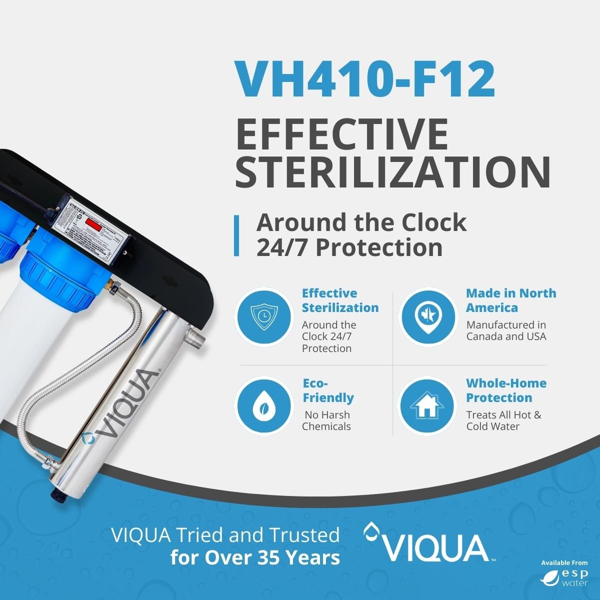 VIQUA VH410 - F12 UV System with Sediment and Carbon Filter 18 GPM 1" MNPT VH410-F12 - ESP Water