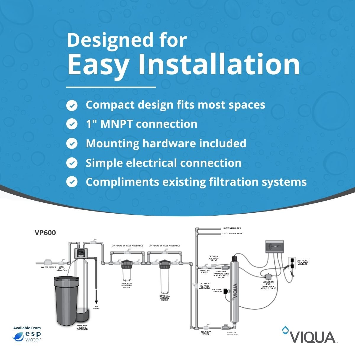 VIQUA VP600 UV System 24 GPM 1" MNPT VP600 - ESP Water