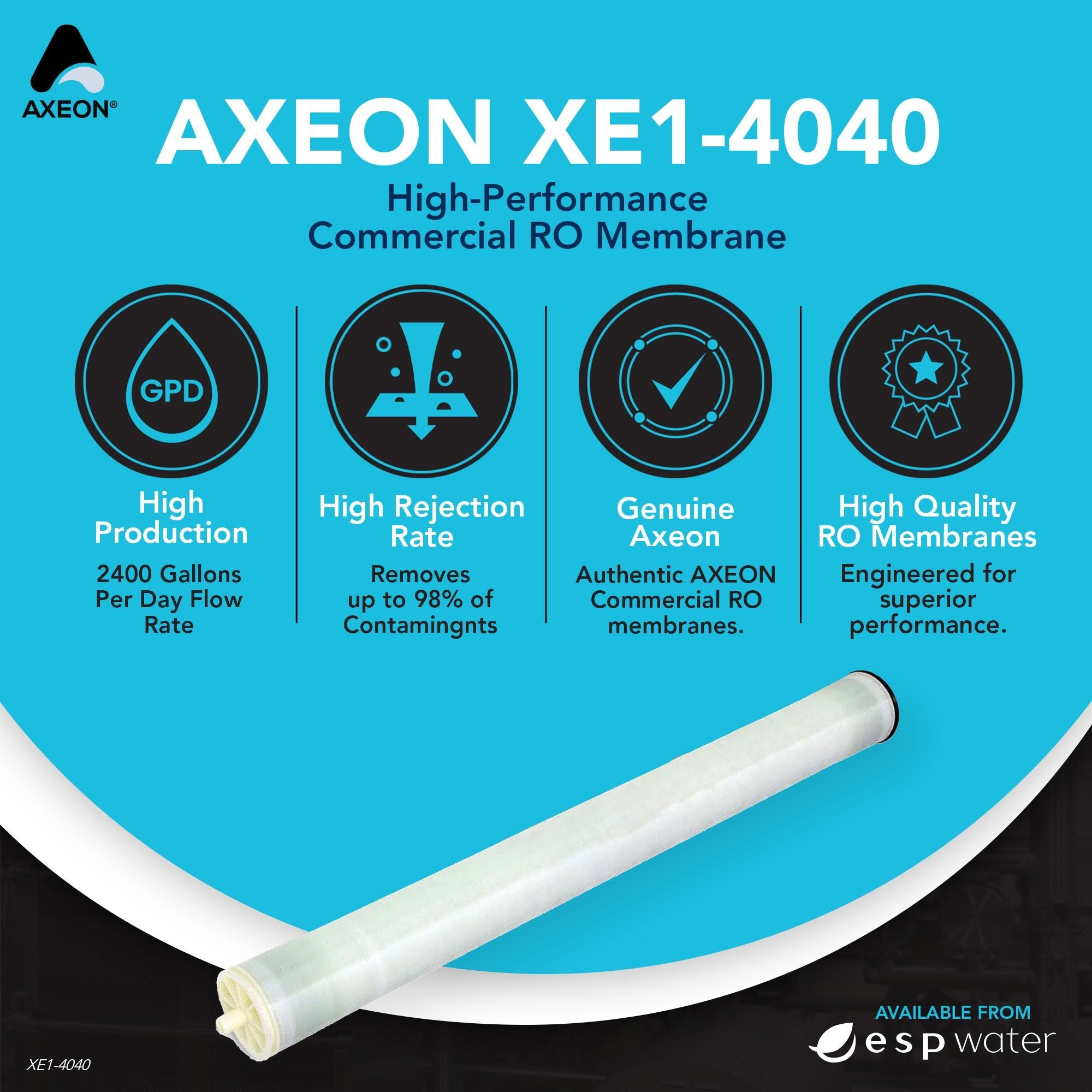 AXEON XE1 - 4040 RO Membrane 2400 GPD, 100 PSI 4 x 40 Inches, 211757 211757 - ESP Water