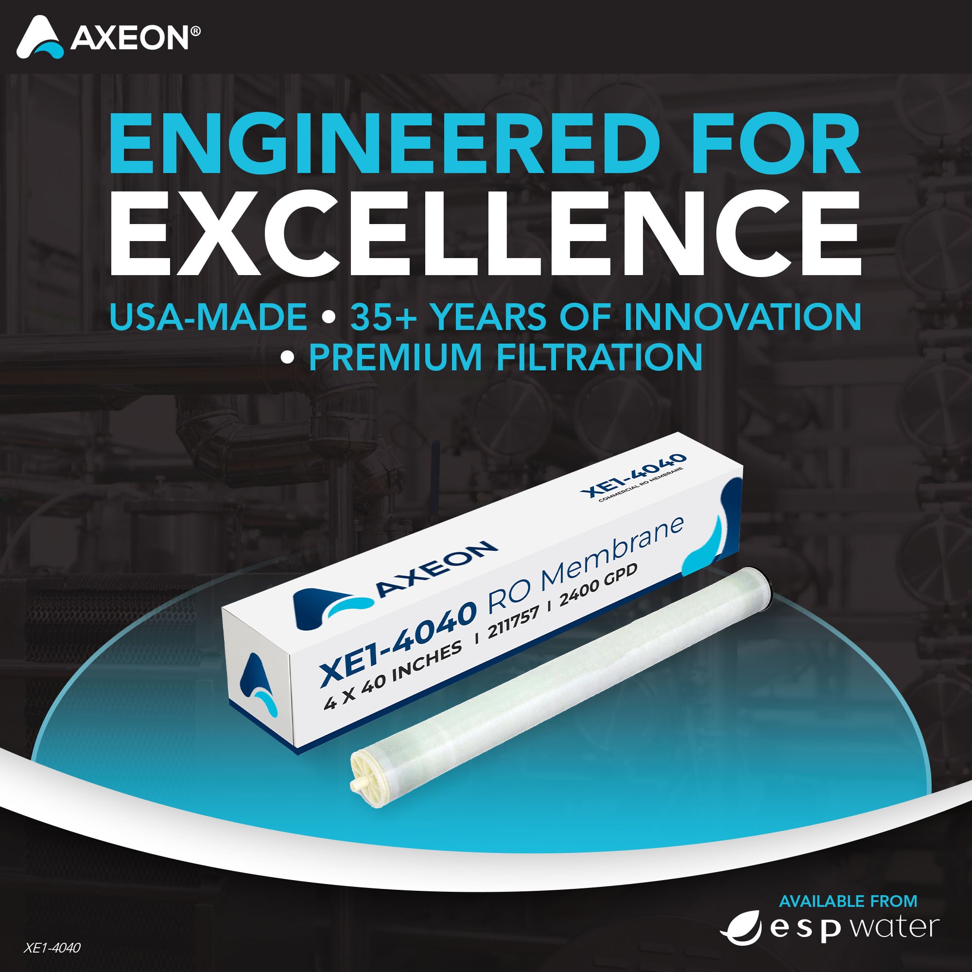 AXEON XE1 - 4040 RO Membrane 2400 GPD, 100 PSI 4 x 40 Inches, 211757 211757 - ESP Water