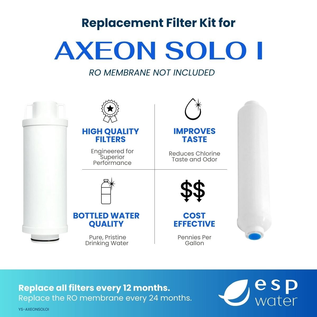 AXEON Solo I All-In-One RO Filter Kit without Membrane – ESP Water