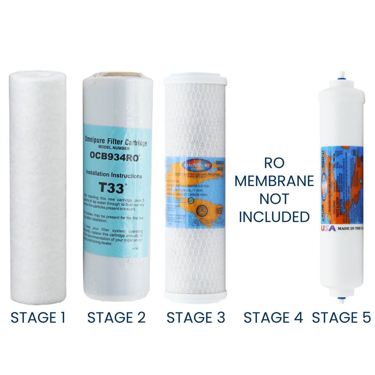 iSpring RO100 5-Stage Compatible Replacement Filter Bundle for 100 GPD Reverse Osmosis System Membrane Sold Separately YS-ISPG-RO100