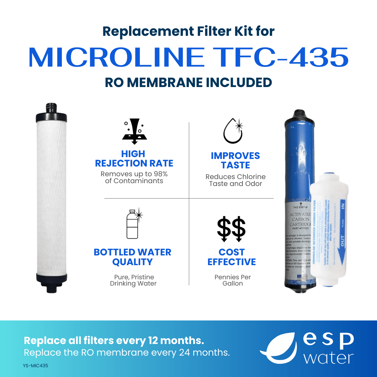 Microline TFC - 435 Filter Replacement Kit Membrane Not Included YS-MIC435 - ESP Water