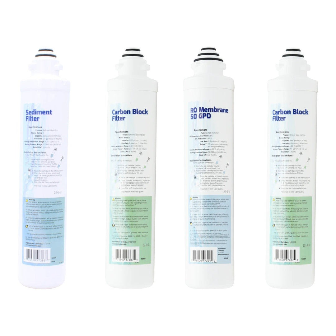 Aqua Flo YSM-AFQCRO Platinum QCRO replacement filter kit with sediment filter, carbon filters and 50 GPD RO membrane
