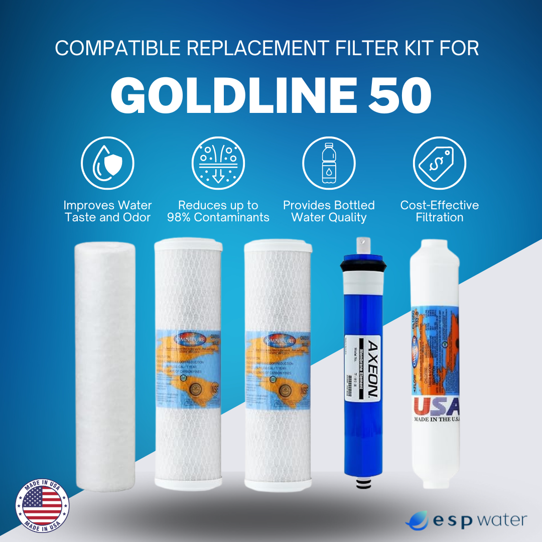 Goldline 50 Compatible Annual Replacement Filter Kit with Reverse Osmosis Membrane YSM-GL50