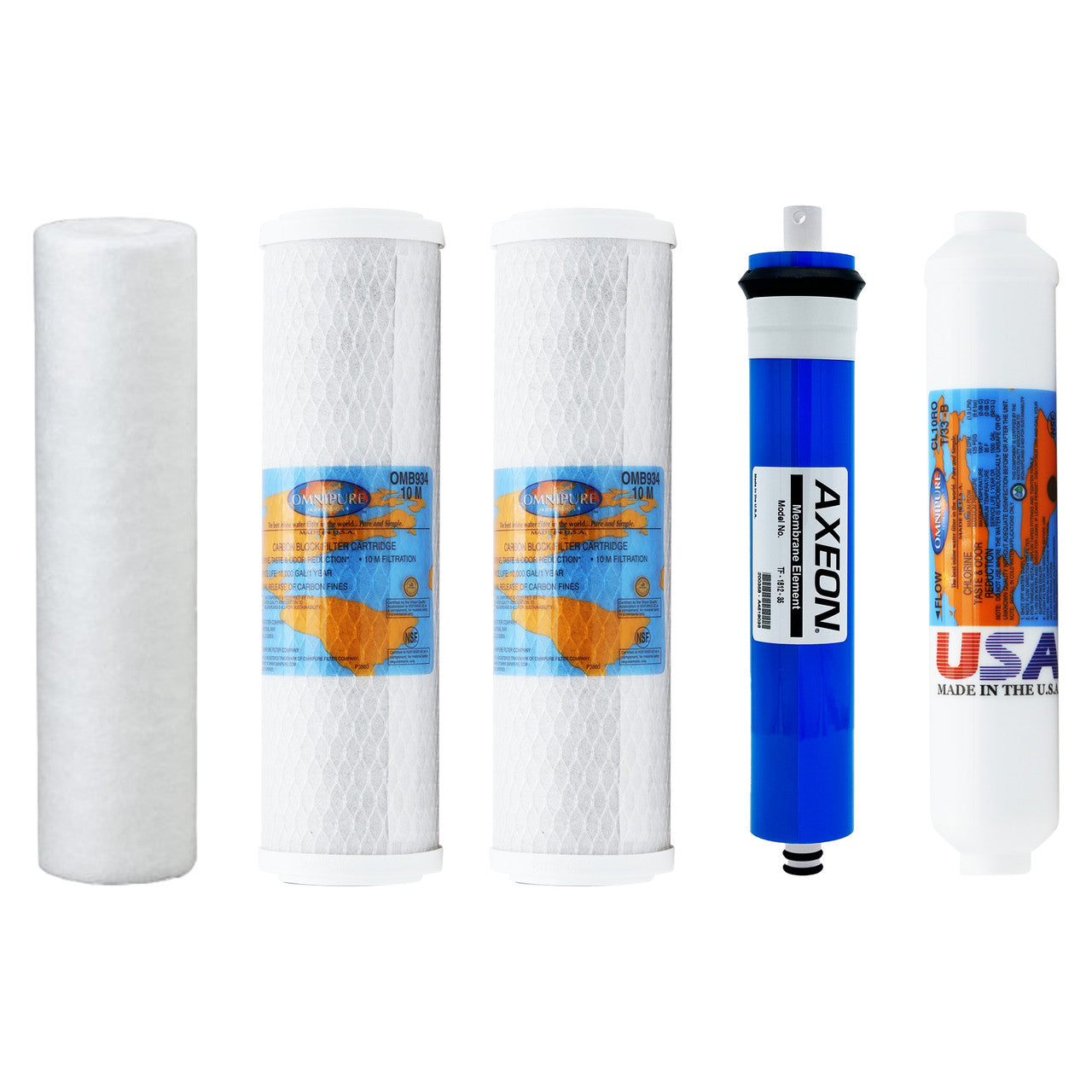 1-Year Filter Replacement Kit with Membrane for Vertex PT-4.0/5 and PT-4.0/5/P Reverse Osmosis System YSM-VERPT40-5