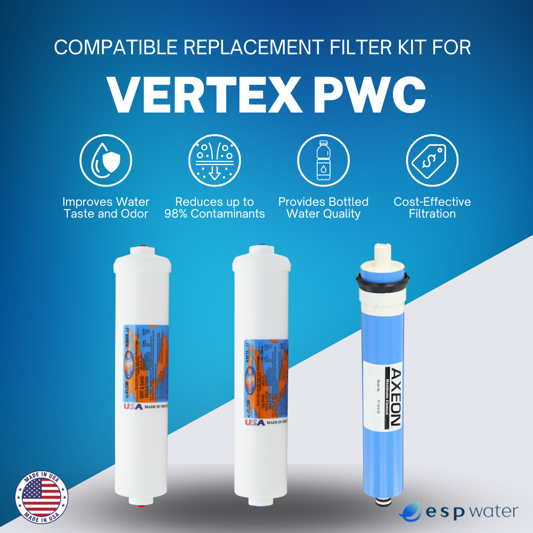 Vertex Reverse Osmosis Filter Replacement Annual Kit with RO Membrane for PWC-400 PWC-500 PWC-600 PWC-1000 PWC-1010 PWC-1500 PWC-1800 PWC-2000 YSM-VERPWC