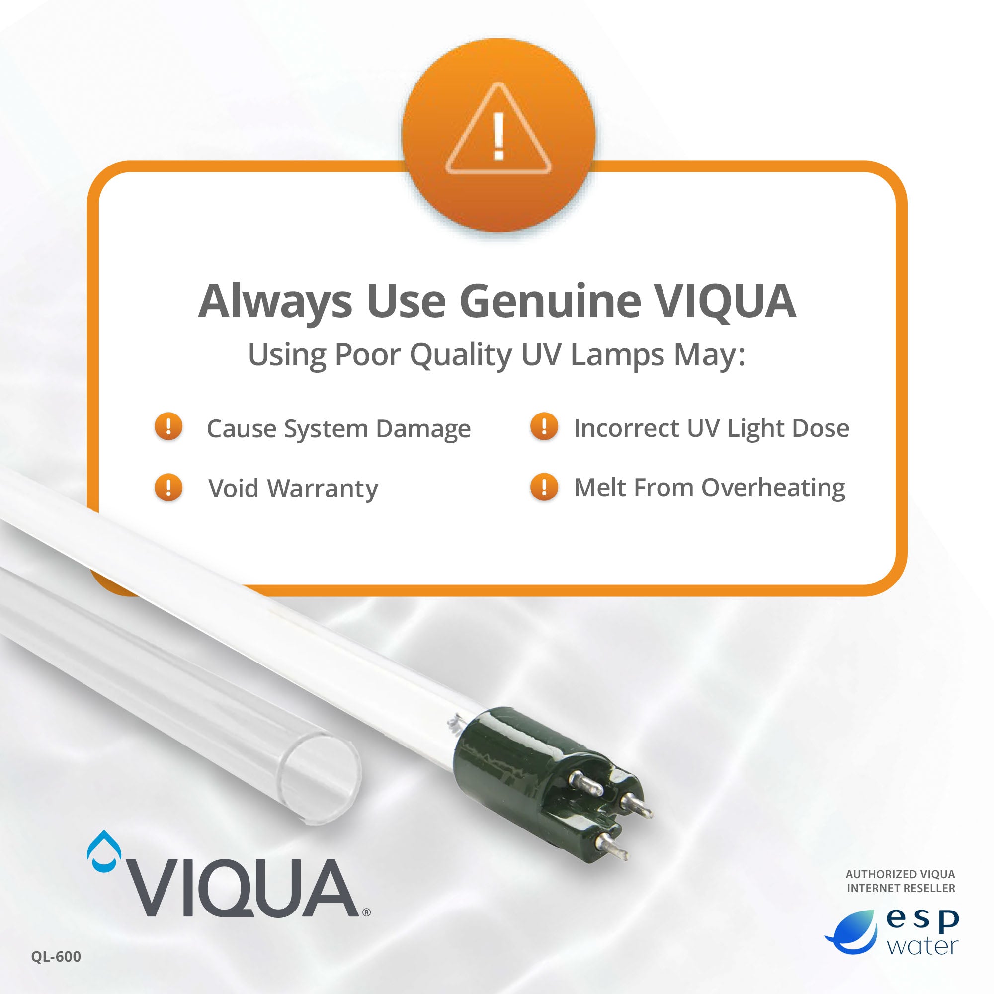 VIQUA QL-600 UV Lamp and Sleeve Kit for VP600 and VP600M - ESP Water 