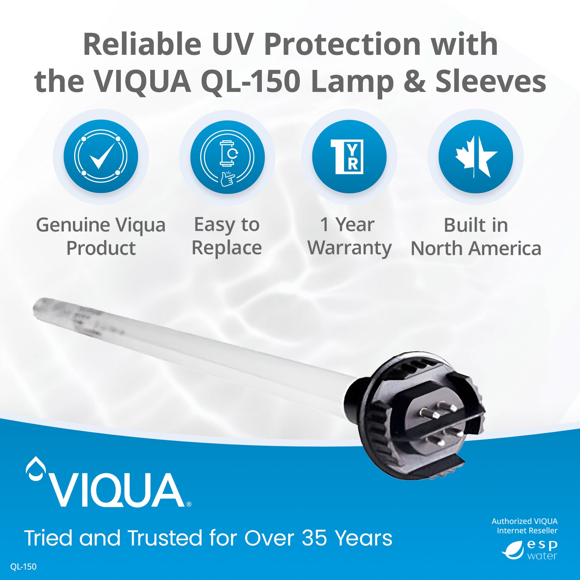 VIQUA QL - 150 UV Lamp and Sleeve Kit for VH150 UV System QL-150 - ESP Water